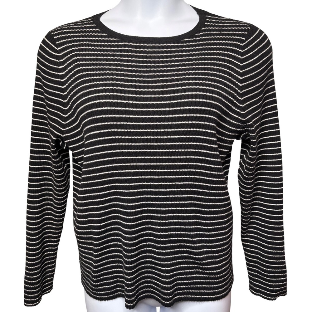OLD NAVY Womens Black Striped Ribbed Knit SoSoft Lite Sweater 2X Minimalist Chic